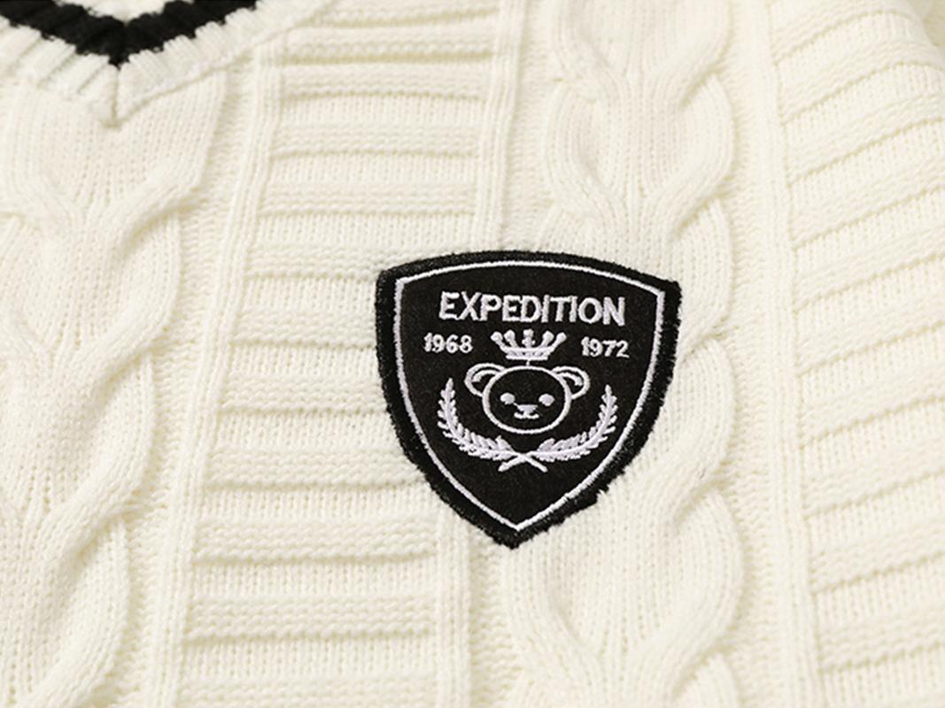 Style Core Aesthetics, New Style Trends College V-neck Knitted Sweater Style Core Aesthetics, New Style Trends College V-neck Knitted Sweater