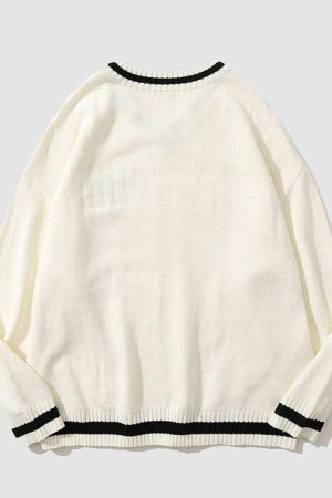 Style Core Aesthetics, New Style Trends College V-neck Knitted Sweater