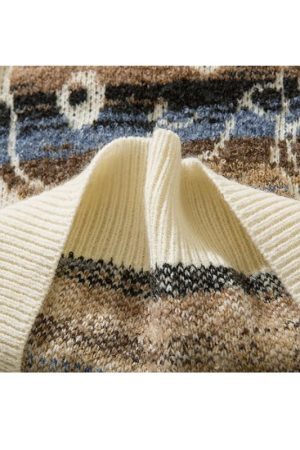 Style Core Aesthetics, New Style Trends Color-block Dragon Pattern Jacquard Pullover