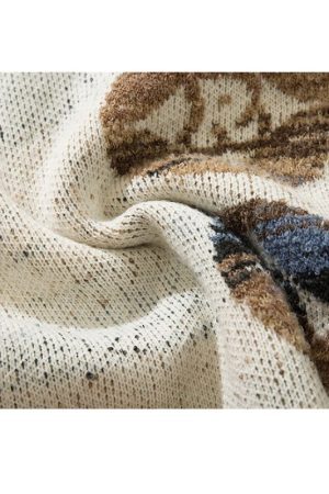 Style Core Aesthetics, New Style Trends Color-block Dragon Pattern Jacquard Pullover