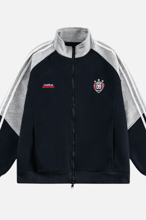 Style Core Aesthetics, New Style Trends Color-Block Embroidered Stand Collar Jacket