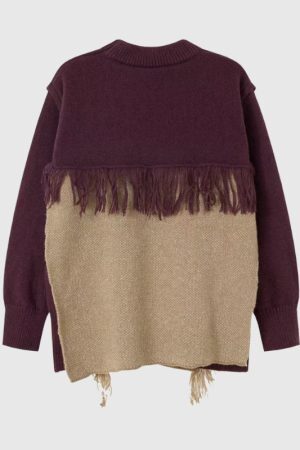 Style Core Aesthetics, New Style Trends Color Block Fringe Knit Sweater