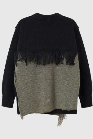 Style Core Aesthetics, New Style Trends Color Block Fringe Knit Sweater
