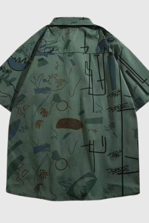 Style Core Aesthetics, New Style Trends Color Block Graffiti Shirts