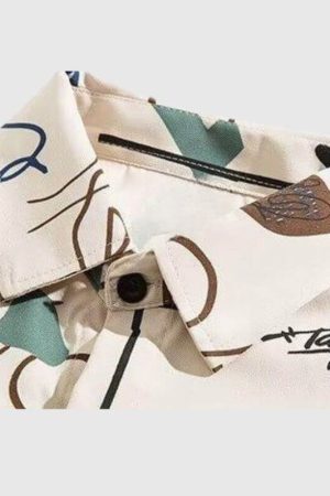 Style Core Aesthetics, New Style Trends Color Block Graffiti Shirts