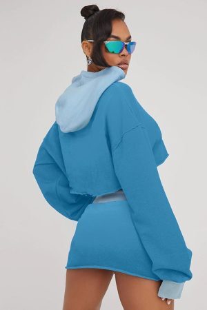 Style Core Aesthetics, New Style Trends Color Block Hoodie Sets