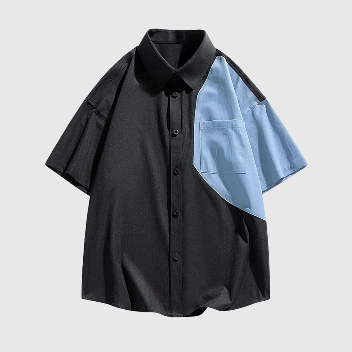 Style Core Aesthetics, New Style Trends Color Block Ice Silk Shirt