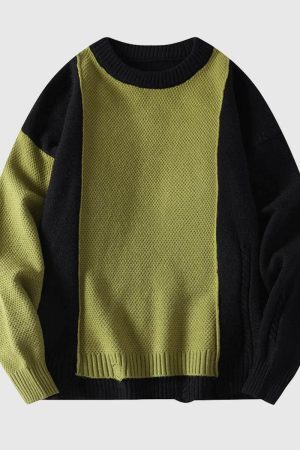 Style Core Aesthetics, New Style Trends Color Block Knitted Sweater
