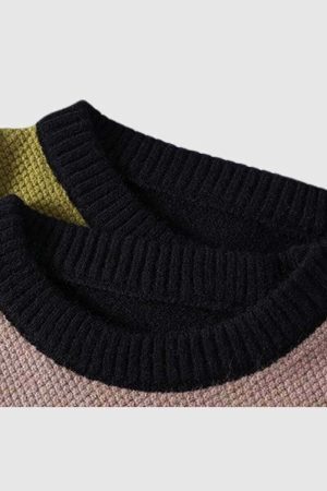 Style Core Aesthetics, New Style Trends Color Block Knitted Sweater