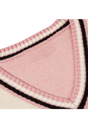 Style Core Aesthetics, New Style Trends Color Block Letter Loose V-Neck Vest