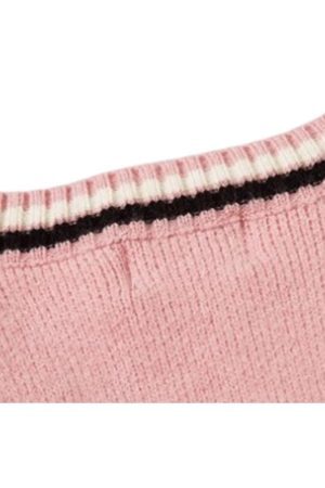 Style Core Aesthetics, New Style Trends Color Block Letter Loose V-Neck Vest