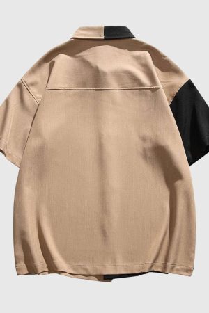 Style Core Aesthetics, New Style Trends Color Block Letter Print Shirt