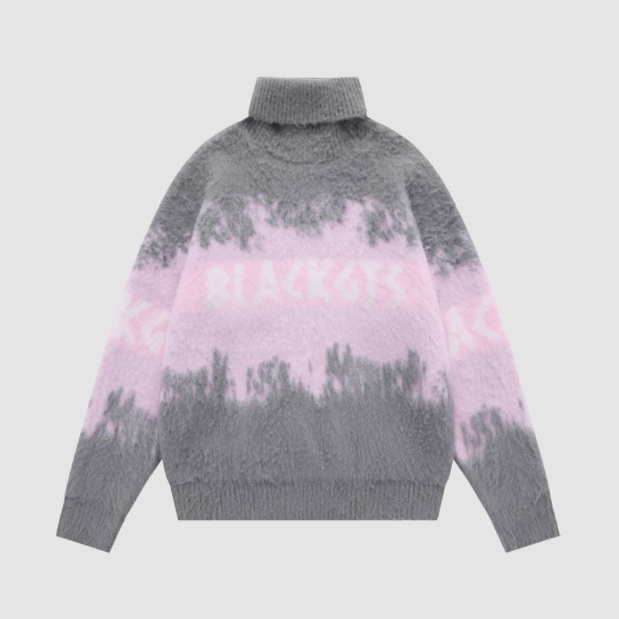 Style Core Aesthetics, New Style Trends Color Block Letters Print Turtleneck Sweater