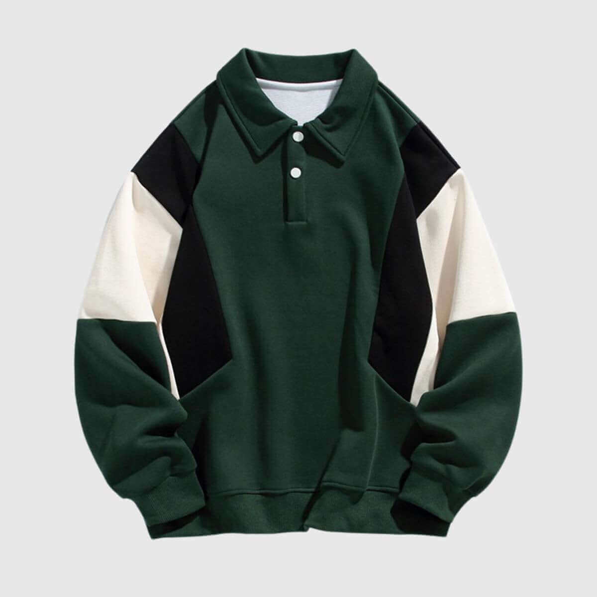 Style Core Aesthetics, New Style Trends Color-Block Polo Sweatshirt Style Core Aesthetics, New Style Trends Color-Block Polo Sweatshirt