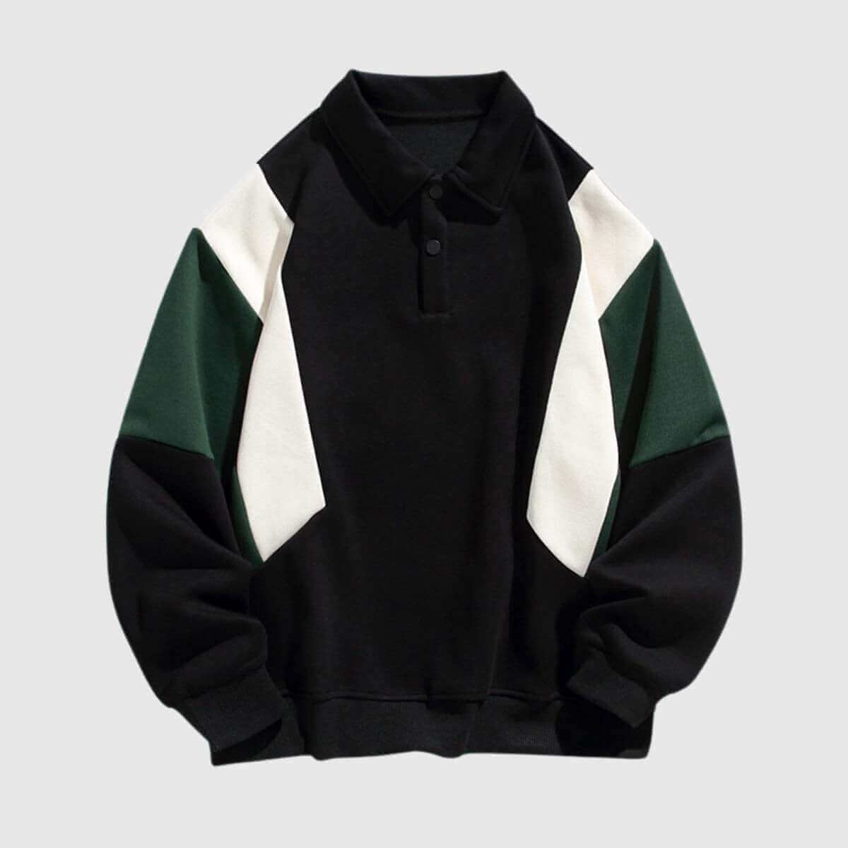 Style Core Aesthetics, New Style Trends Color-Block Polo Sweatshirt Style Core Aesthetics, New Style Trends Color-Block Polo Sweatshirt