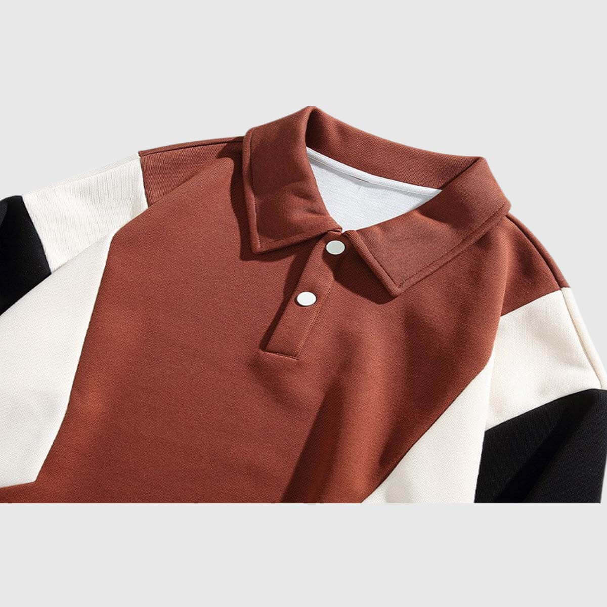 Style Core Aesthetics, New Style Trends Color-Block Polo Sweatshirt Style Core Aesthetics, New Style Trends Color-Block Polo Sweatshirt