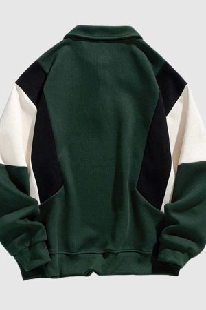Style Core Aesthetics, New Style Trends Color-Block Polo Sweatshirt