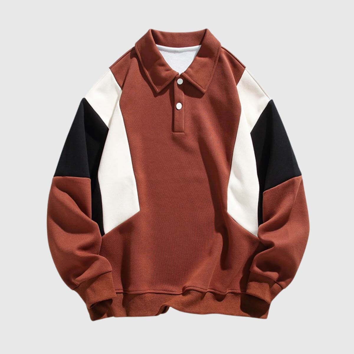 Style Core Aesthetics, New Style Trends Color-Block Polo Sweatshirt Style Core Aesthetics, New Style Trends Color-Block Polo Sweatshirt