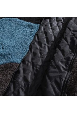 Style Core Aesthetics, New Style Trends Color-Block Shearling-Lined Warm Cotton Coat