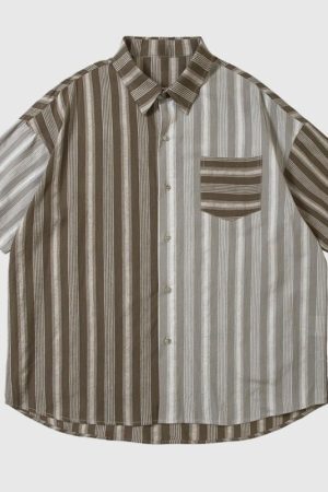 Style Core Aesthetics, New Style Trends Color Block Striped Shirt