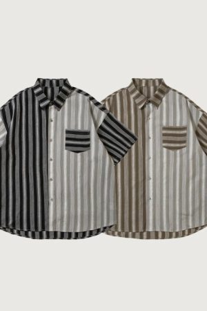 Style Core Aesthetics, New Style Trends Color Block Striped Shirt