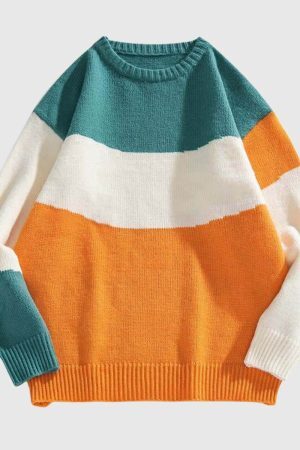 Style Core Aesthetics, New Style Trends Color Block Striped Sweater