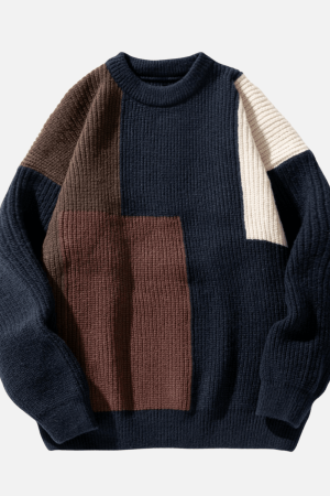Style Core Aesthetics, New Style Trends Color Block Textured Knit Sweater
