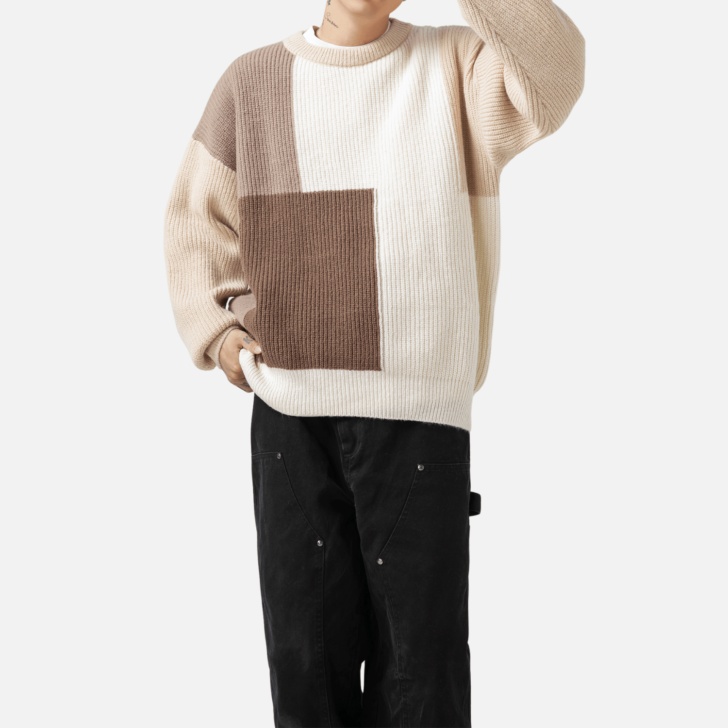 Style Core Aesthetics, New Style Trends Color Block Textured Knit Sweater Style Core Aesthetics, New Style Trends Color Block Textured Knit Sweater