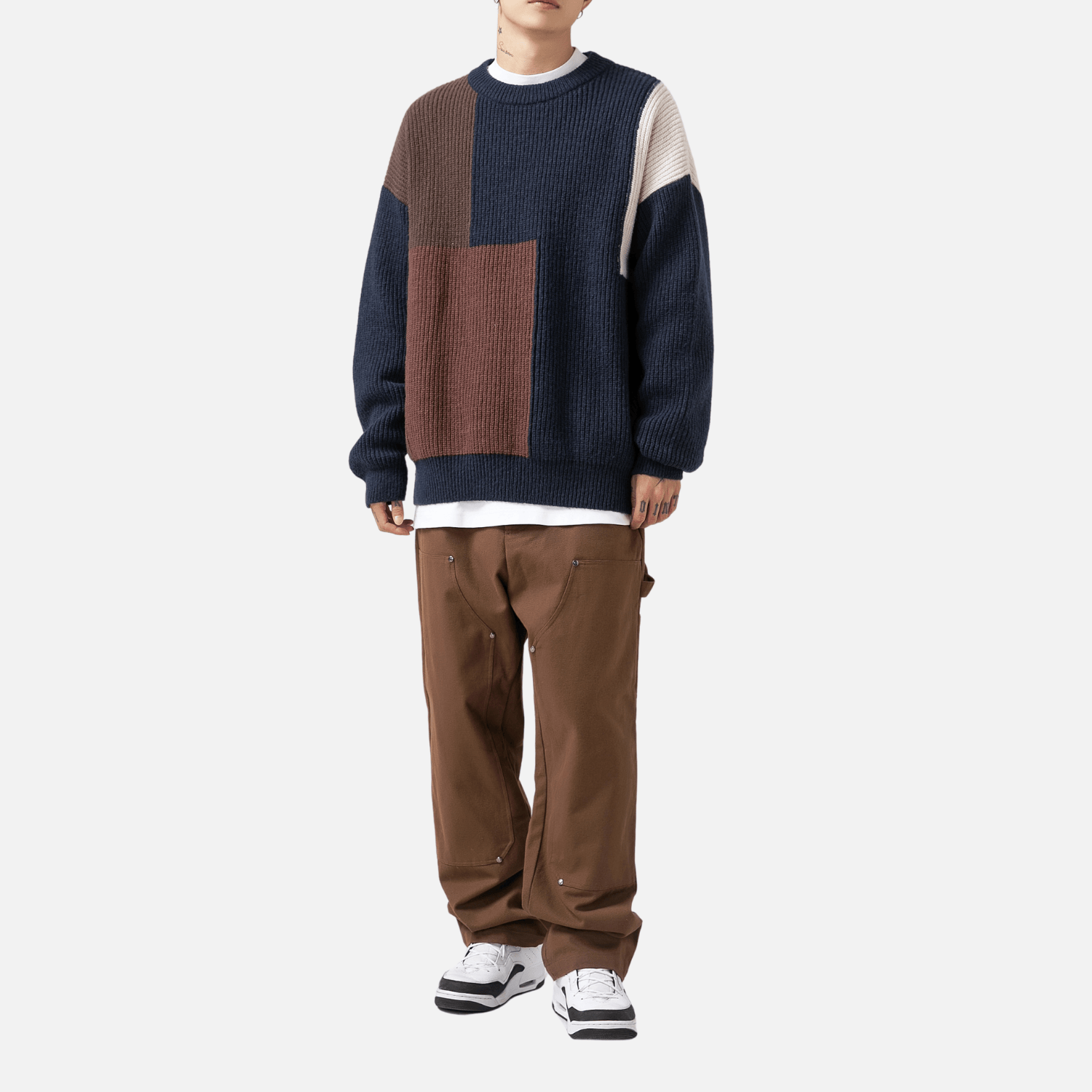 Style Core Aesthetics, New Style Trends Color Block Textured Knit Sweater Style Core Aesthetics, New Style Trends Color Block Textured Knit Sweater