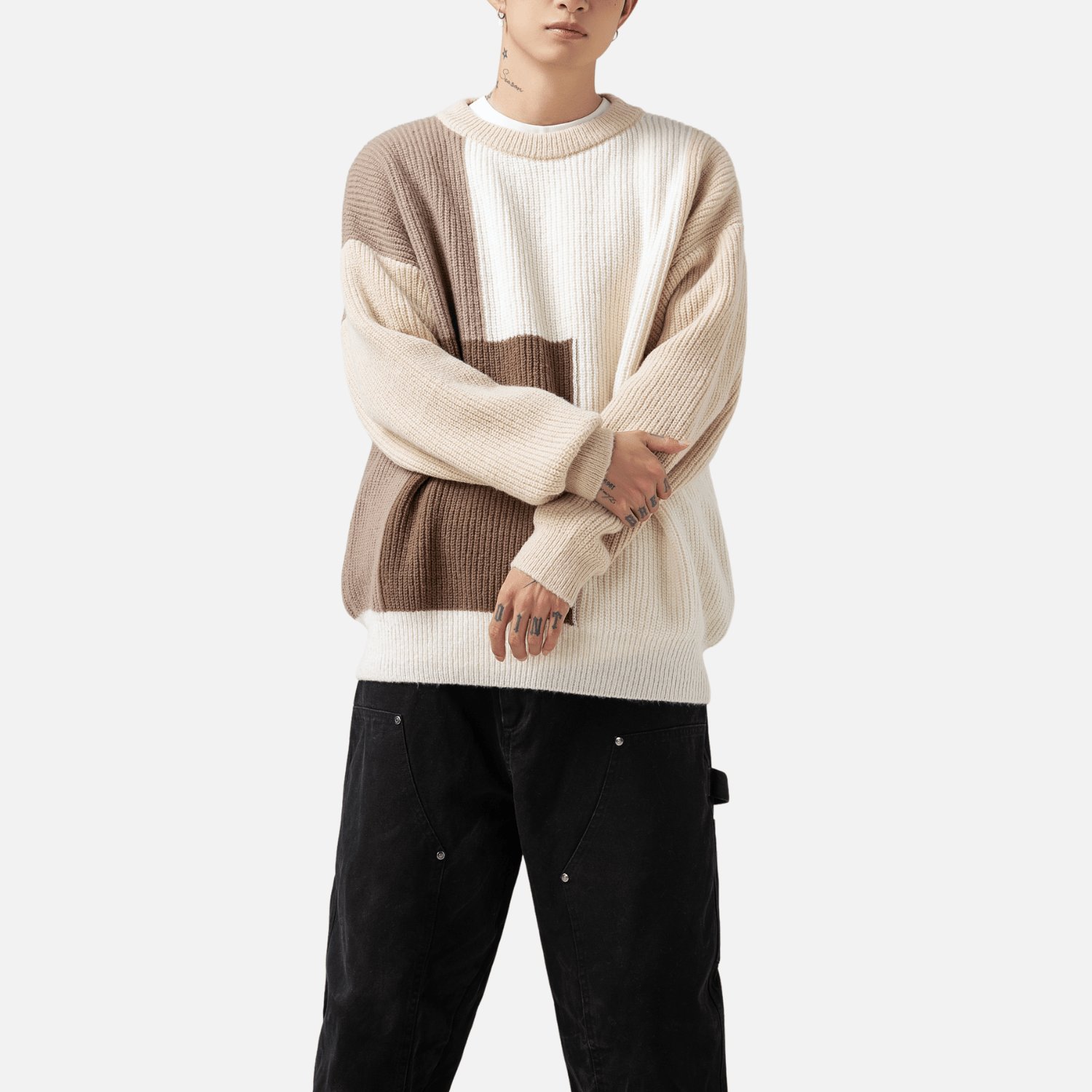 Style Core Aesthetics, New Style Trends Color Block Textured Knit Sweater Style Core Aesthetics, New Style Trends Color Block Textured Knit Sweater