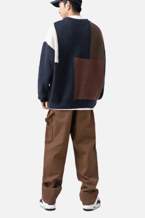 Style Core Aesthetics, New Style Trends Color Block Textured Knit Sweater