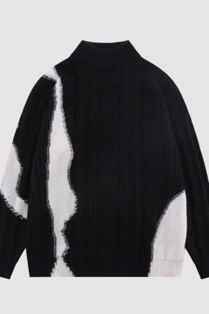 Style Core Aesthetics, New Style Trends Color Block Turtleneck Sweater