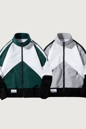 Style Core Aesthetics, New Style Trends Color-Blocked Baseball Jacket