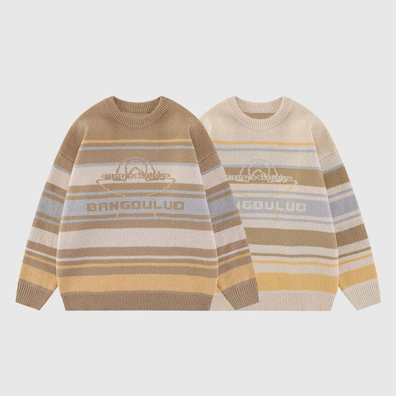 Style Core Aesthetics, New Style Trends Color-blocked Stripe Sweater Style Core Aesthetics, New Style Trends Color-blocked Stripe Sweater