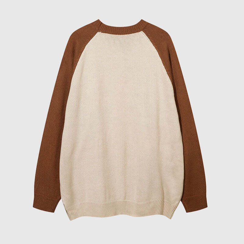 Style Core Aesthetics, New Style Trends Color Contrast Dinosaur Patchwork Design Knit Pullover Style Core Aesthetics, New Style Trends Color Contrast Dinosaur Patchwork Design Knit Pullover