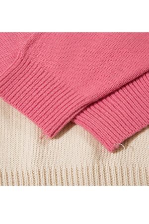 Style Core Aesthetics, New Style Trends Color Contrast Dinosaur Patchwork Design Knit Pullover