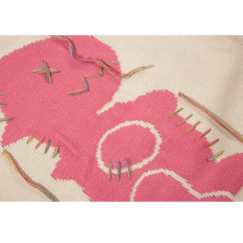 Style Core Aesthetics, New Style Trends Color Contrast Dinosaur Patchwork Design Knit Pullover Style Core Aesthetics, New Style Trends Color Contrast Dinosaur Patchwork Design Knit Pullover