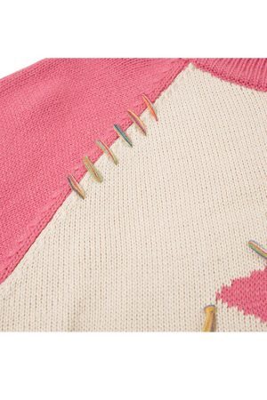 Style Core Aesthetics, New Style Trends Color Contrast Dinosaur Patchwork Design Knit Pullover