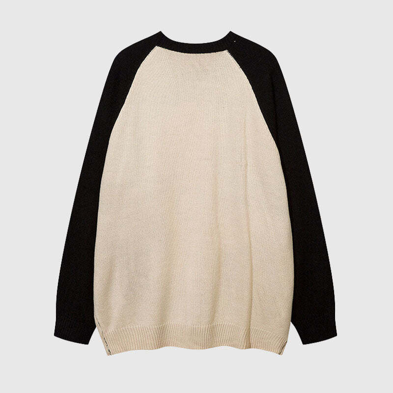 Style Core Aesthetics, New Style Trends Color Contrast Dinosaur Patchwork Design Knit Pullover Style Core Aesthetics, New Style Trends Color Contrast Dinosaur Patchwork Design Knit Pullover