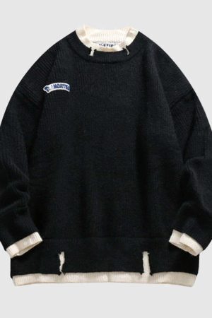 Style Core Aesthetics, New Style Trends Color-Contrast Knit Sweater