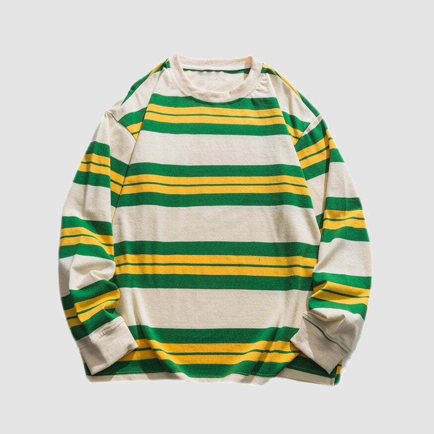 Style Core Aesthetics, New Style Trends Color Contrast Striped Sweatshirt