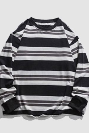 Style Core Aesthetics, New Style Trends Color Contrast Striped Sweatshirt