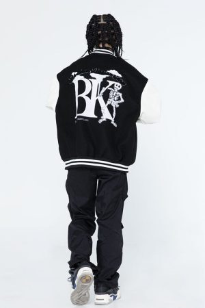 Style Core Aesthetics, New Style Trends Color matching Armband Varsity Jackets