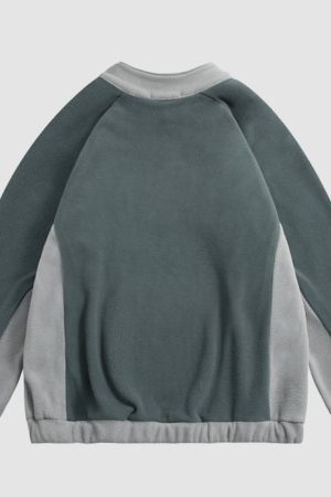 Style Core Aesthetics, New Style Trends Color Stitching Half Zip Up Sweatshirt