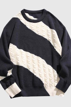 Style Core Aesthetics, New Style Trends Colorblock Cable Sweater