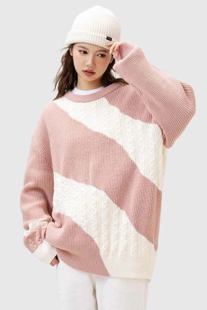 Style Core Aesthetics, New Style Trends Colorblock Cable Sweater