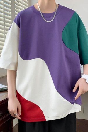 Style Core Aesthetics, New Style Trends Colorblock Casual Loose T-Shirt