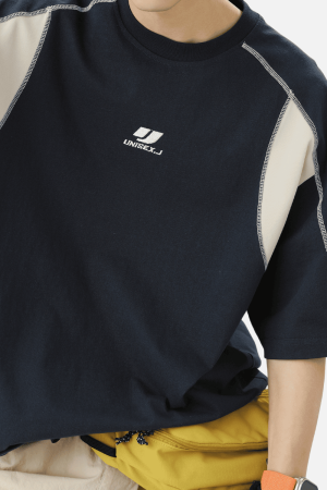 Style Core Aesthetics, New Style Trends Colorblock Embroidered Cotton T-Shirt