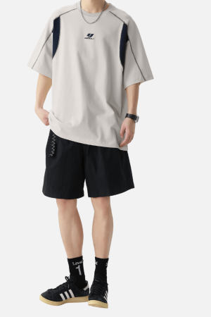 Style Core Aesthetics, New Style Trends Colorblock Embroidered Cotton T-Shirt