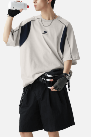 Style Core Aesthetics, New Style Trends Colorblock Embroidered Cotton T-Shirt